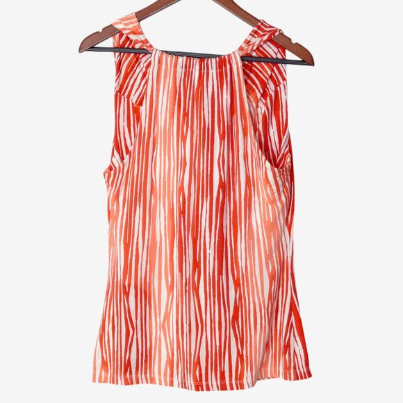 Tart Women’s Top Coral Bold Print Stripe Modal Blend Flowy Draped Minimalist M - Picture 2 of 10